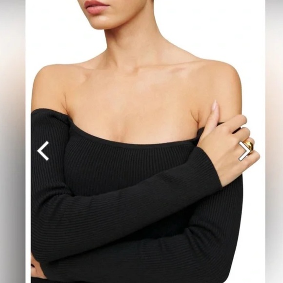 Reformation Symone Cotton Sweater Midi Black Dress - Picture 3 of 9